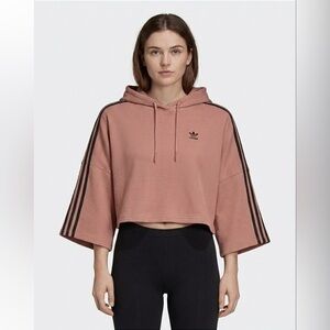 Adidas Originals Oversized Cropped Hoodie in Clay‎ Strata
